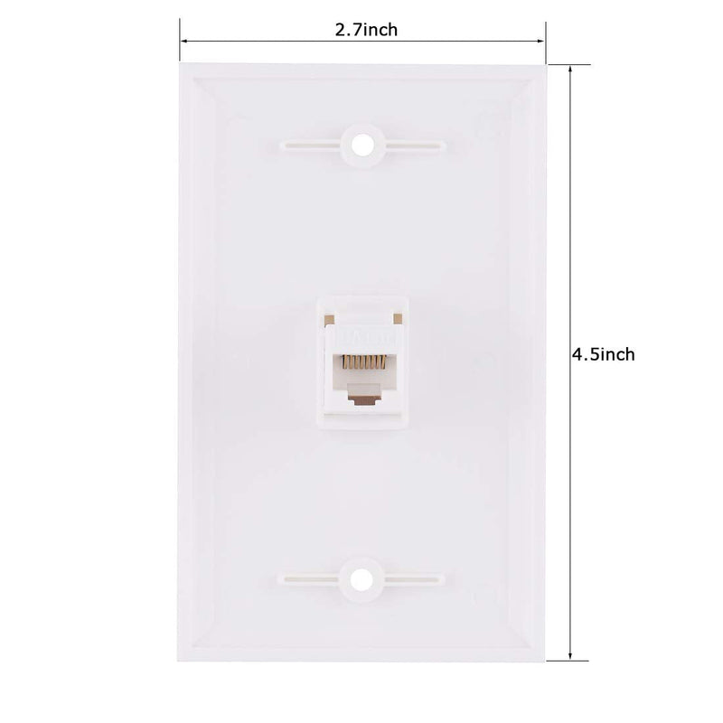 Ethernet Wall Plate, 1 Port Cat6 Keystone Female to Female Wall Plate - White 1 CAT6