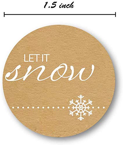 Let It Snow Holiday Stickers / 500 Brown Kraft Labels / 1.5" Christmas Card Envelope Seals