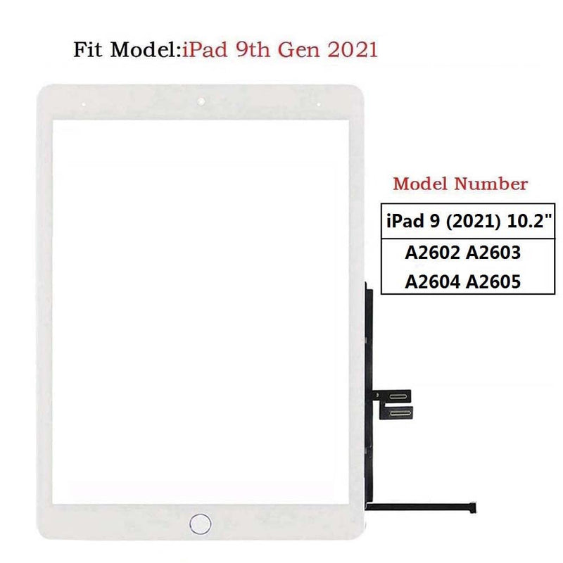 Zentop for White iPad 9 2021 9th Generation Touch Screen Digitizer Replacement A2602 A2603 A2604 A2605 with Home Button,Camera Bracket,Pre-Installed Adhesive,Tool Repair Kit