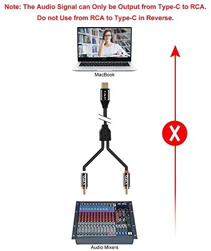 J&D USB C to RCA Audio Cable, USB Type-C Male to 2 RCA Male Stereo Audio Converter Y Splitter Cable for Tablet Laptop,Google Pixel 3/2/2XL MacBook Pro, 3.3 Feet