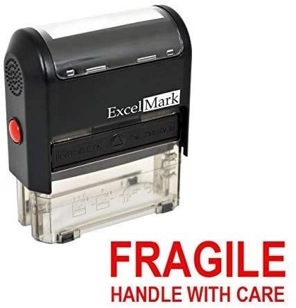 Fragile Handle with Care Self Inking Rubber Stamp - Red Ink