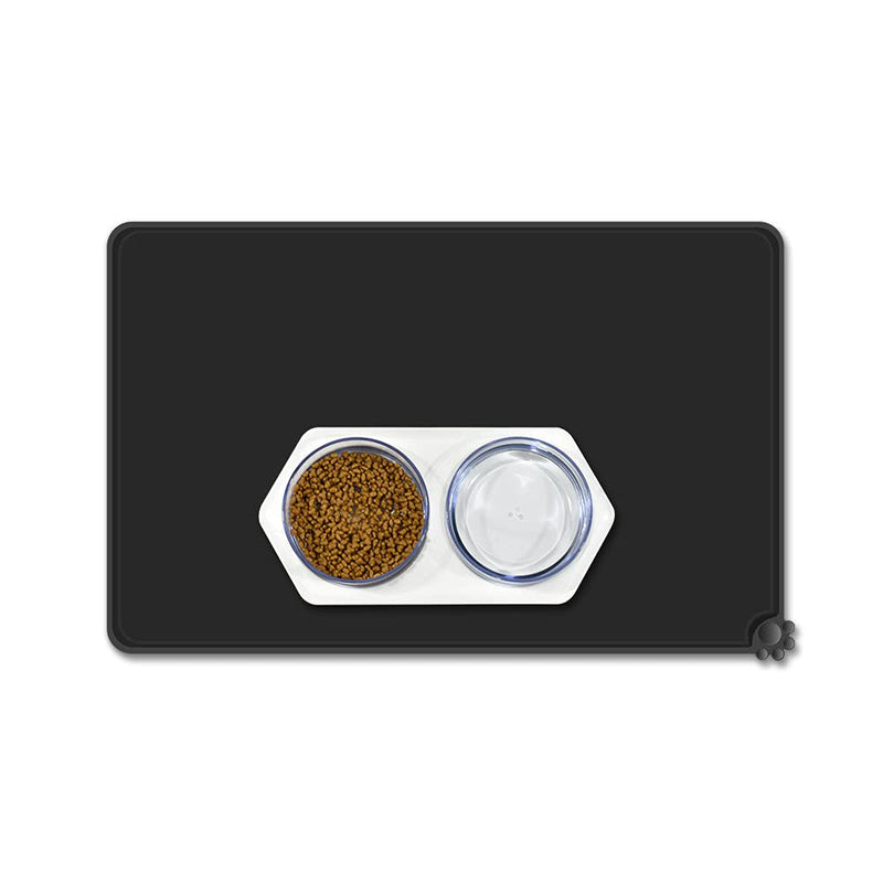 Reopet Silicone Dog Cat Bowl Mat Non-Stick Food Pad Water Cushion Waterproof M: 18.5" x 11.5" Black