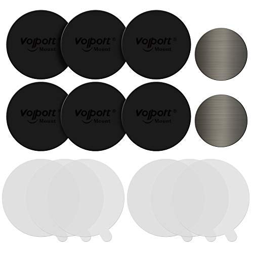 VOLPORT Mount Metal Plates Replacement 6pcs for Magnetic Phone Magnet Car Mount, Phone 3M Strong MagicPlate Metal Disc Sticker Adhesive Round for Magnet Cell Phone Holder Grip(Pops Stand Not Included)