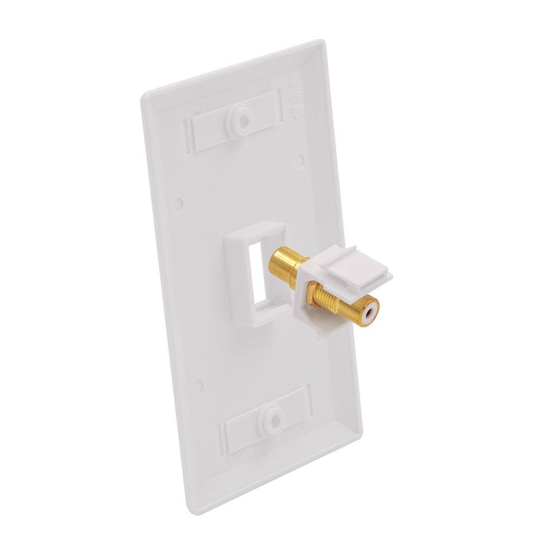VCE Single RCA Connector Wall Plate for Subwoofer Audio Port - White