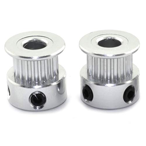 RuiLing 2pcs GT2 Aluminum Alloy Synchronous Wheel 3D Printer Accessories 20 Teeth Bore 5mm Timing Pulley for Width 6mm Open Timing Belt 5mm Bore