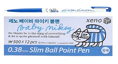 Xeno 0.38mm Slim Ballpoint Pen Shinzi Monpeluche to Baby Mikey Lisa 12 Pack (Blue 12 Pack) Blue 12 Pack