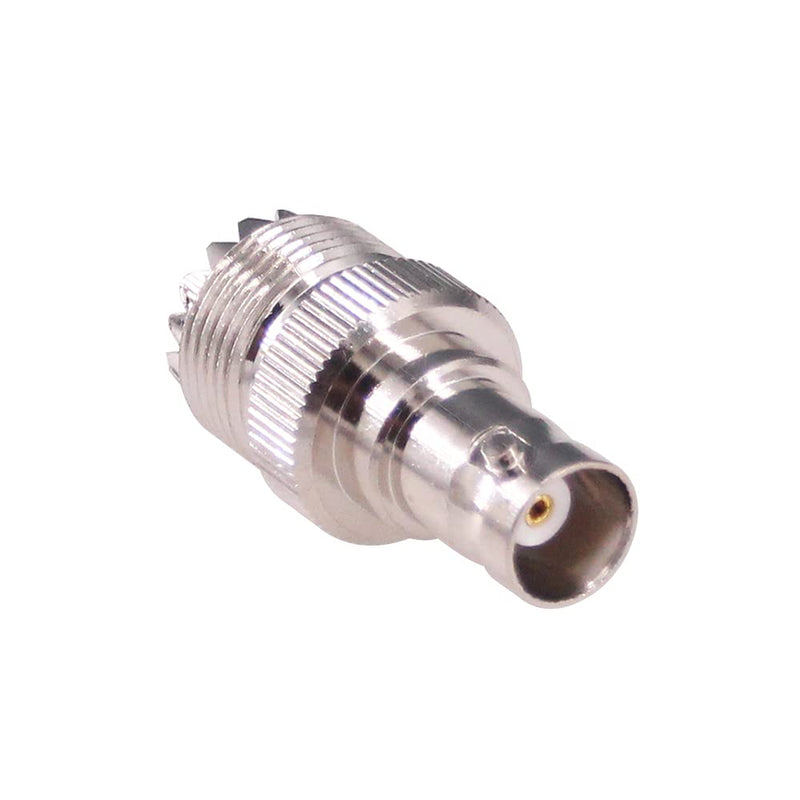 RFaha 2pcs BNC Female to UHF Female SO239 SO-239 RF Coax Coaxial Connector Adapter(F105-2), Nickel plated