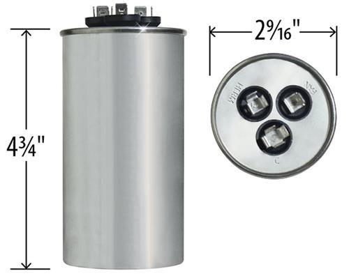 Genteq 50 + 7.5 uF MFD x 440 VAC GE Industrial Replacement Dual Capacitor Round # C45075R / 97F9987