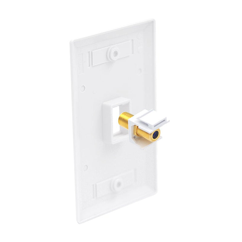 VCE Coax Wall Plate 2-Pack, 1-Port TV Cable Wall Plate 3GHz F-Type Keystone Coupler RG6 Wall Jack for Coaxial Cable, Single Gang, White