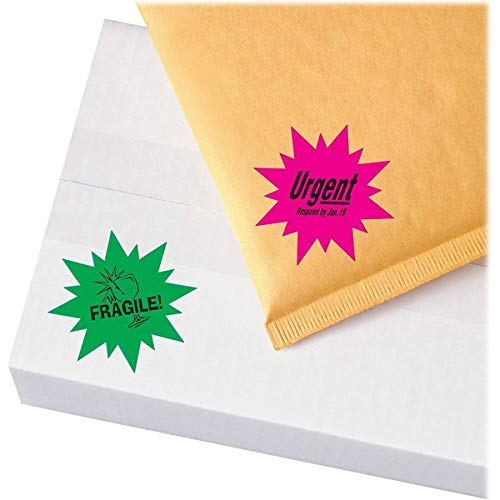 AVERY 5994 High-Visibility Permanent ID Label Bursts, Laser, 1 1/2 dia, Asst. Neon, Pack of 360, Neon Green;neon Magenta;neon Yellow
