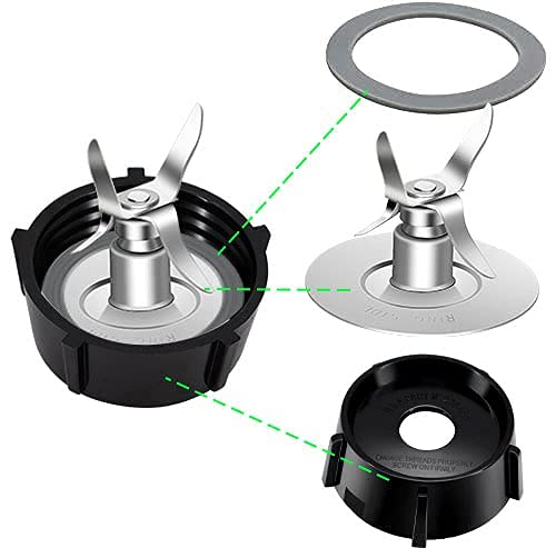 490261 Replacement Parts Compatible with Oster Osterizer Blenders by Wadoy 4961 Blender 4-Point Blade with 4902 Bottom Cap and Rubber Gasket, Blender Accessory Refresh Kit