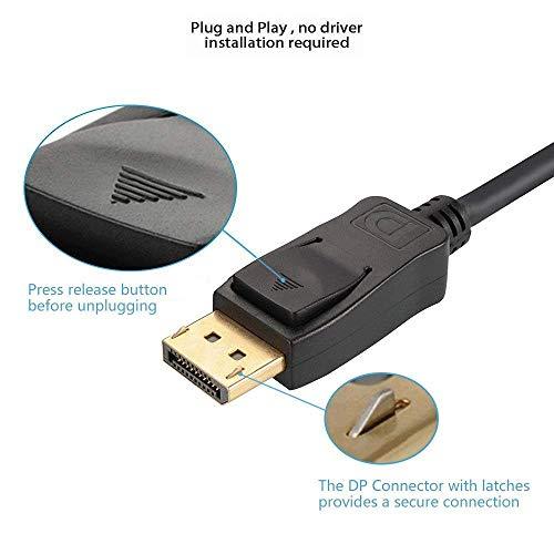 DisplayPort to DVI Cable 6.6 Feet 2-Pack, UVOOI Display Port (DP) to DVI-D Male to Male Adapter Cable 1080P Compatible with PC, Laptop, HDTV, Projector, Monitor, More- Gold-Plated