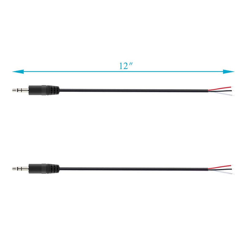 Fancasee (2 Pack) Replacement 3.5mm Male Plug to Bare Wire Open End TRS 3 Pole Stereo 1/8" 3.5mm Plug Jack Connector Audio Cable for Headphone Headset Earphone Cable Repair