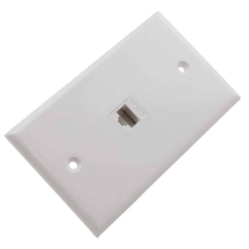 1 Pack Ethernet Wall Plate -Single Gang 1 Port RJ45 Cat6 Keystone Jack Female-to-Female, Trapezoidal Inline Coupler, Standard Size, White 1 Pack