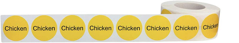 Yellow with Black Chicken Circle Dot Adhesive Stickers, 1 Inch Round Labels, 500 Total Stickers