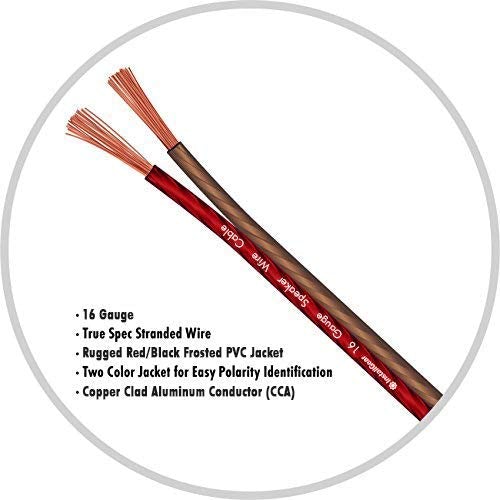InstallGear 16 Gauge AWG 100ft Speaker Wire True Spec and Soft Touch Cable - Red/Black 100 feet