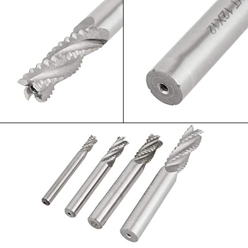 4pcs 4-Flute Milling Cutter HSS Roughing Cutter CNC Router Milling Cutter M6/M8/M10/M12 Twist Drill Bit for Slot Milling Hole Edge