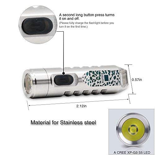 RovyVon A2 LED Keychain Flashlight Small Rechargeable Water Resistant for Daily and Emergency Use Camo