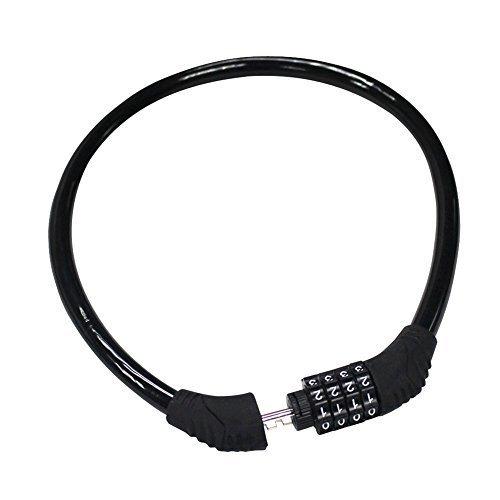 Sanwo Security Bike Lock 4 Digit Resettable Combination Cable Lock for Bicycle, 2 Feet x 1/2 Inch Black