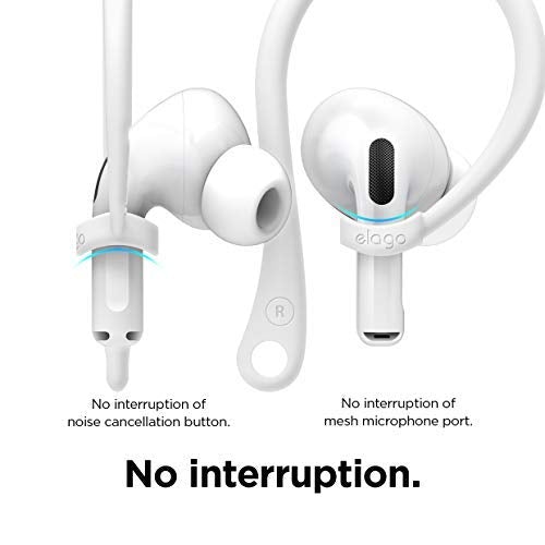 elago Ear Hooks Designed for Apple AirPods Pro and Designed for AirPods 1 & 2, Ergonomic Design, Durable TPU Construction, Full Access (White) [US Patent Registered] White