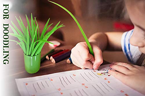 Youdepot writing pens, school supplies,Green Leaf Like Grass-Blade Silicone Pens Neutral Pen With Cover and Pen Holder, Easy Flow Black Ink, Pack Of 25
