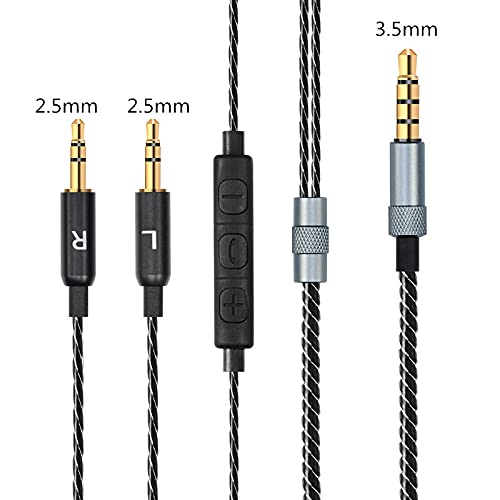 Alitutumao Replacement Audio Cable Aux Cord with Inline Mic Remote Volume Control Compatible with Sol Republic Master Tracks HD V8 V10 V12 MFI X3 Ultra XC Headphones Cable Wire Black Black with Mic