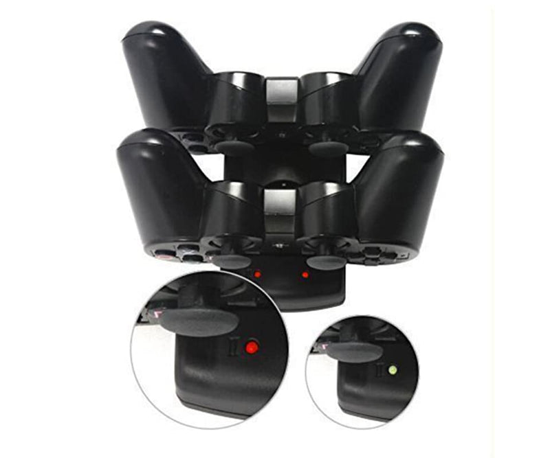 DIGISHUO PS3 Controller Dual Charger Dock Stand for Sony Playstation 3 PS Move Controller Wireless Dualshock 3 Charging 2 USB PS3 Cable Compatible Ports with LED Indicators Black