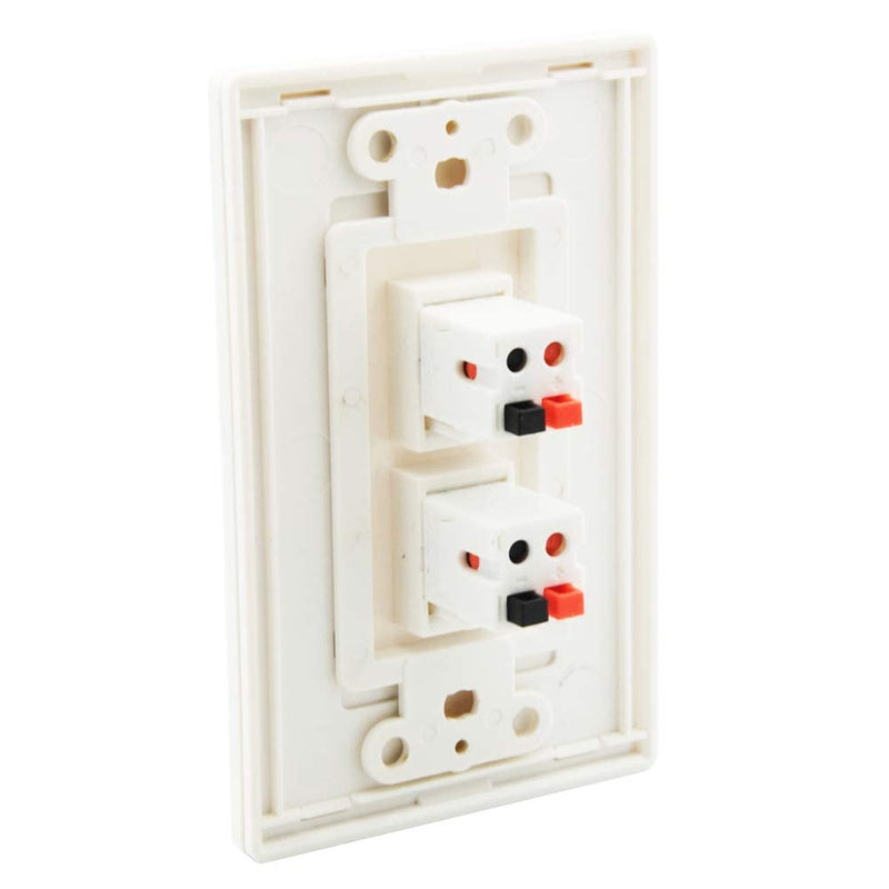 diyTech Premium 2 Speaker Wall Plate, Supports 2 Speaker Configurations, 1 Gang Screwless - White