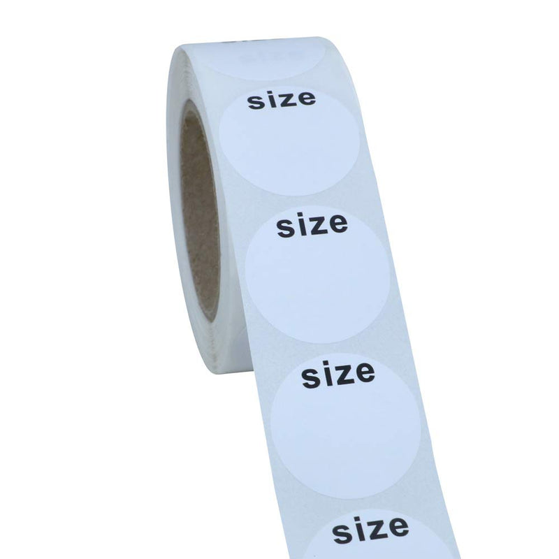 Hybsk White Blank Clothing Size Stickers 1 Inch Round Adhesive Labels for Apparel Retail Total 500 Per Roll