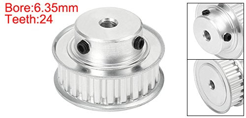 uxcell Aluminum 24 Teeth 6.35mm Bore 5.08mm Timing Belt Pulley for 10mm Belt