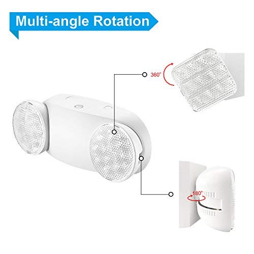 SPECTSUN Emergency Light White, Commercial Emergency Light with Battery Backup, Emergency Lighting Fixture/Emergency Light Combo/Emergency Sign Light//Emergency Light Home - 1 Pack (Round Head)