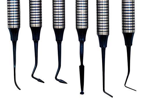Dental Composite Non Stick Filling Instruments Kit in Stainless Steel Cassette (6 PCS Blue Plasma Coated) by Wise Linkers