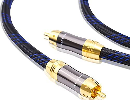 KUYIOHIFI Dual Shielded (OD 8.0mm) RCA Male to RCA Male subwoofer Cable (2 Feet) 2 Feet