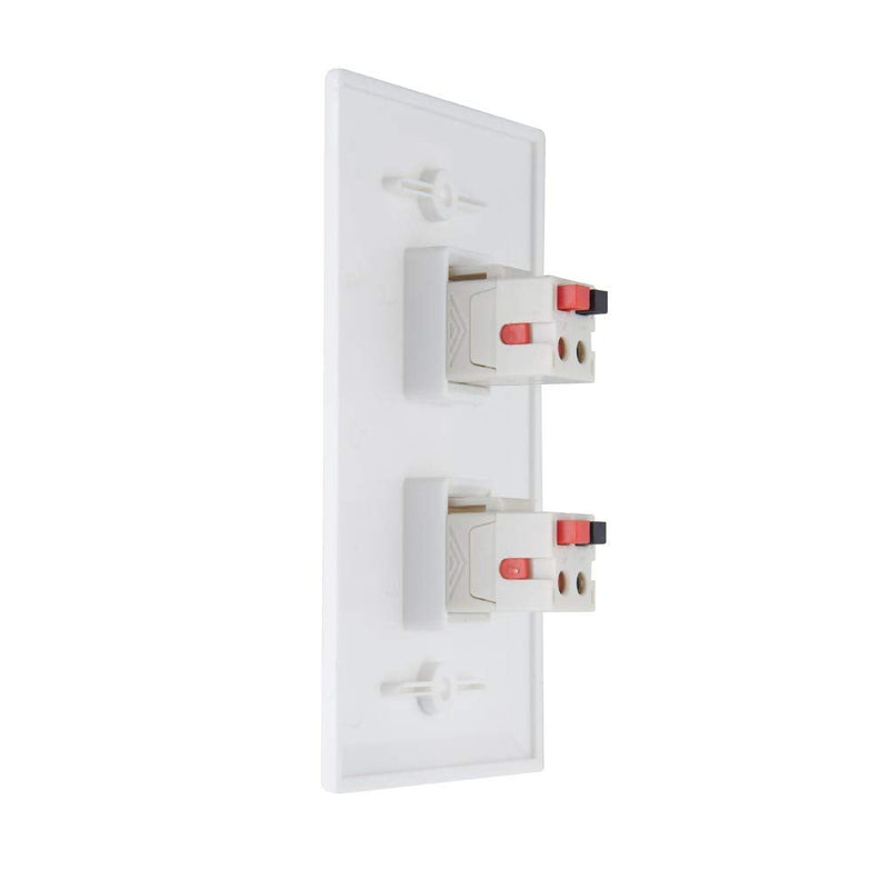 TENINYU 2 Port Speaker Jack Speaker Module Keystone Single Gang Wall Plate Speaker Wall Plate for Home Theater - White (2-Port)