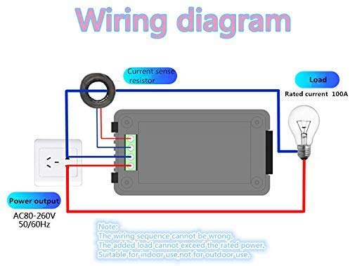 KNACRO AC 80V-260V Current Voltage Amperage Power Energy Panel Meter LCD Digital Display Ammeter Voltmeter Multimeter (100A(Current Transformer CT)) 100A(Current Transformer CT)