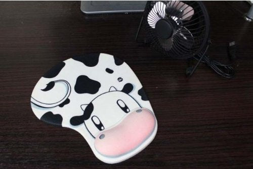 Onwon Cartoon Wrist protected Personalized Computer Decoration Gel Wrist Rest Mouse Pad Ergonomic Design Memory Foam Mouse Pad Gel Mouse Pad/Wrist Rest(Cow Style)