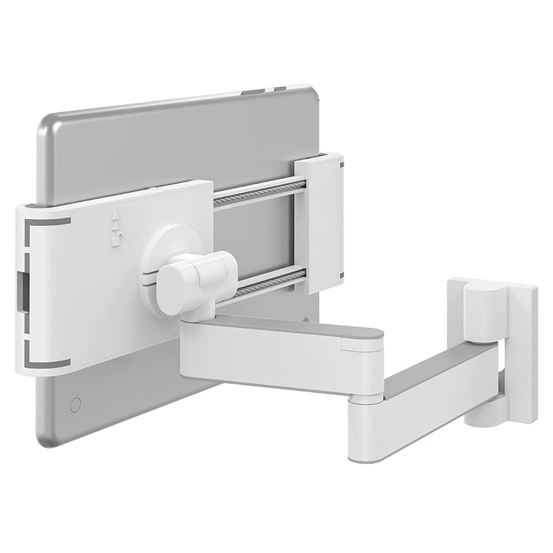 Barkan 7 - 12 inch Full Motion - 4 Movement Tablet Mount for Wall & Cabinet 3 lbs White Firm Tablet Clamp 360 Degree Rotation (T54) Wall Mount, Full Motion