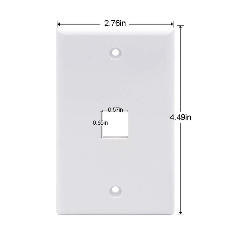 VCE Single RCA Connector Wall Plate for Subwoofer Audio Port - White