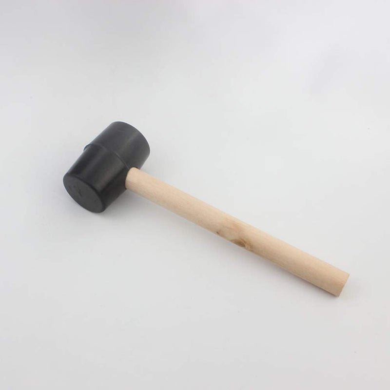 1 Piece Rubber Hammer with Wood Handle Jewelry Making Rubber Hammer Double Sided Rubber Head Hammer Wood Handle Rubber Mallet, Black Rubber Head