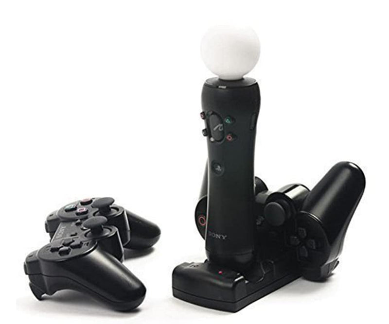 DIGISHUO PS3 Controller Dual Charger Dock Stand for Sony Playstation 3 PS Move Controller Wireless Dualshock 3 Charging 2 USB PS3 Cable Compatible Ports with LED Indicators Black