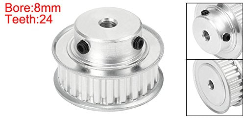 uxcell Aluminum 24 Teeth 8mm Bore 5.08mm Timing Belt Pulley for 10mm Belt