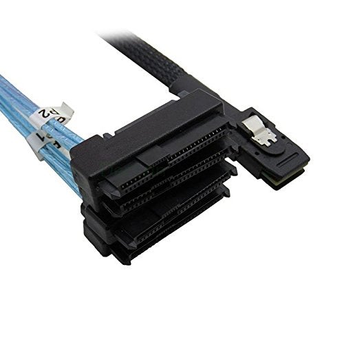CY 100cm Internal 36 Pin Mini SAS SFF-8087 Host to 4 SFF-8482 Target SAS Hard Disk and SATA Power Cable Blue 100cm
