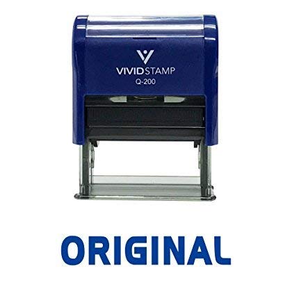 Original Self Inking Rubber Stamp (Blue Ink) - Medium 9/16" x 1-1/2" - Medium Blue