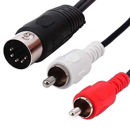 DIN 5 Pin to RCA Cable,Qaoquda 5ft/1.5m 5-Pin Din Male Plug to 2-RCA Male Audio Adapter Cable for Electrophonic Bang & Olufsen, Naim, Quad.Stereo Systems (DIN 5P M-2RCA M) DIN 5P M-2RCA M