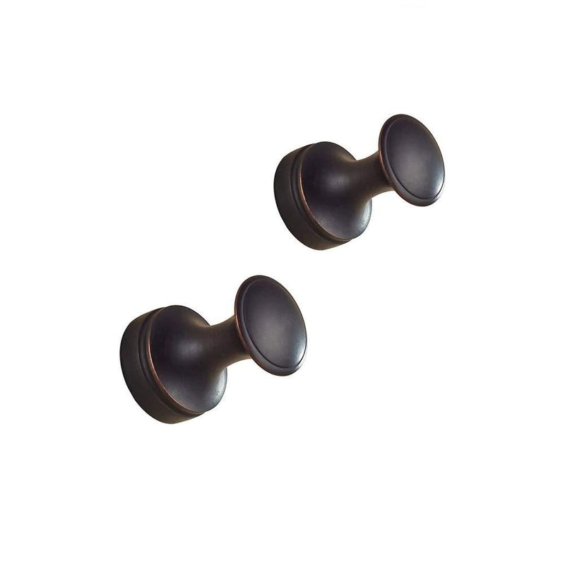 BigBig Home Oil Rubbed Bronze Towel Hooks, Bathrooms Wall Hook Brass Hand Robe Hooks Round Base Coat Hanger 2 Pack 2pcs ORB Finish Coat Hook