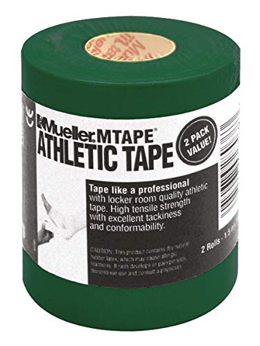 Mueller Sports Medicine Athletic Tape, 1.5" X 10yd Roll, Green, 2 pack
