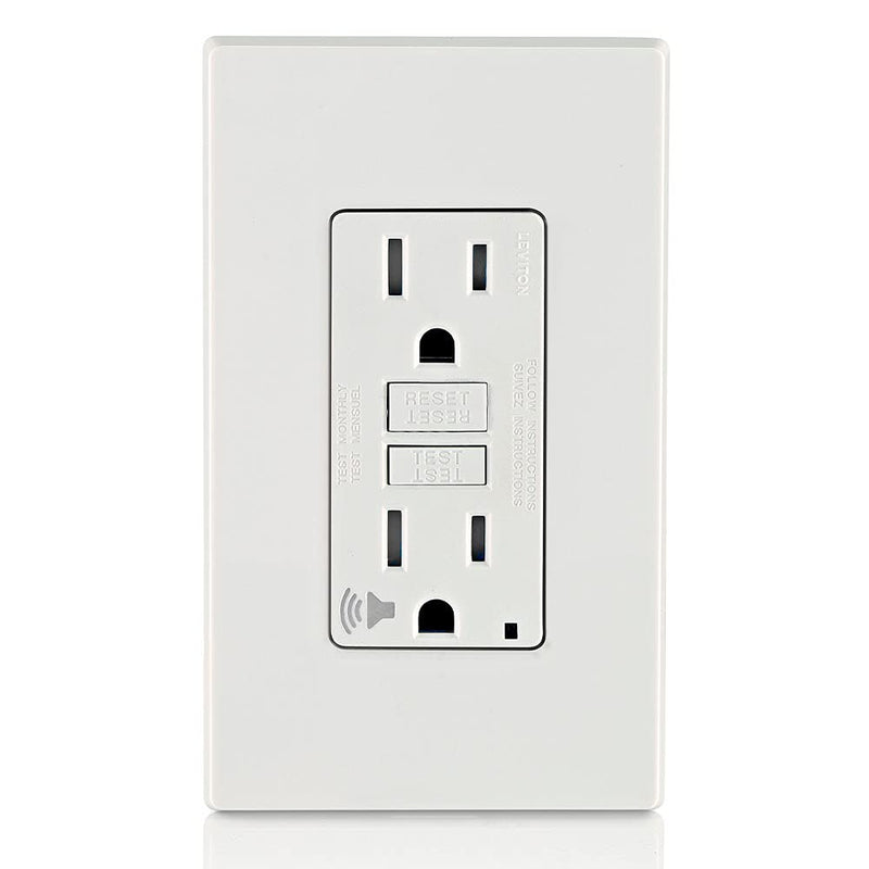 Leviton GFTA2-W SmartlockPro Self-Test Slim GFCI with Audible Trip Alert, Wallplate Included, 20 Amp, White