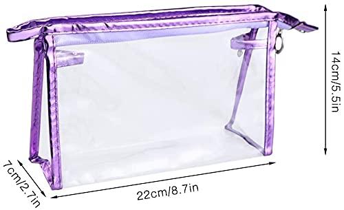 Meetory 5 Pcs Clear Waterproof Cosmetic Bag with Zipper, PVC Transparent Plastic Makeup Organizing Bags Travel Toiletry Pouch for Bathroom, Vacation and Organizing