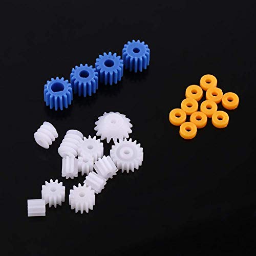 26pcs Plastic Spindle Worm Gear Set Assorted Plastic Shaft for Aircraft Car Model DIY Robot Gear Kit White Blue Spindle Gears 2MM/2.3MM/3MM/3.17MM/4MM