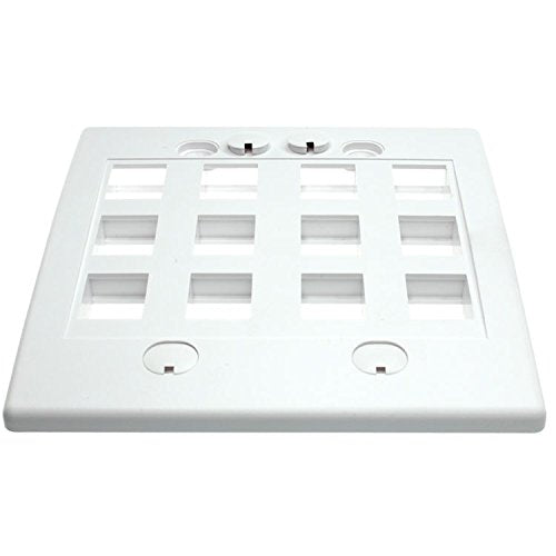 RiteAV - Keystone Wall Plate Double Gang 12-Port White (1 Piece Flush)